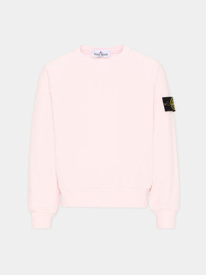 Felpa bambino Stone Island rosa chiaro in cotone | ViaMonte Shop