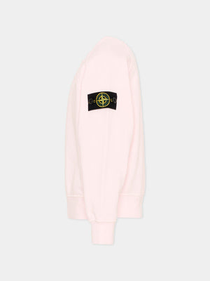 Felpa bambino Stone Island rosa chiaro in cotone | ViaMonte Shop