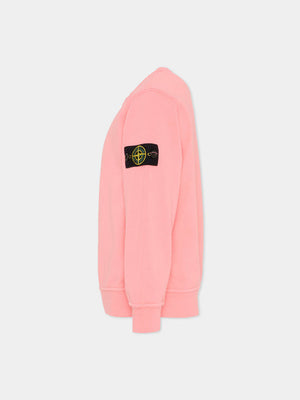 Felpa bambino Stone Island rosa scuro in cotone | ViaMonte Shop