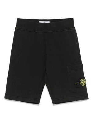 Bermuda bambino Stone Island nero in cotone | ViaMonte Shop