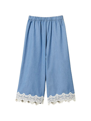 Pantalone cropped bambina Twinset cielo in misto viscosa | ViaMonte Shop