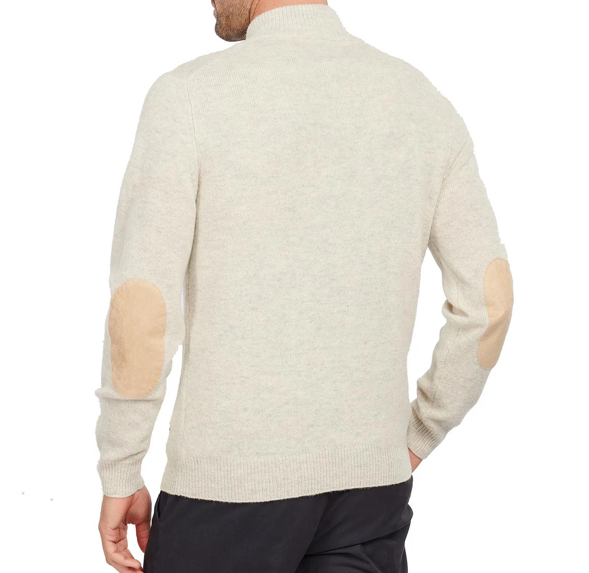 Barbour maglione half zip e patch beige