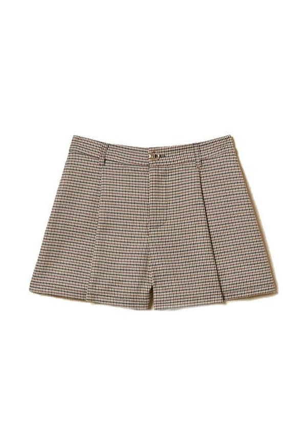 Shorts bambina Twinset cammello in pied de poule