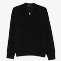 Low Brand Polo Zip in lana blu uomo