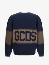 Girocollo GCDS Logo Spray Uomo - Blu Scuro/Marrone
