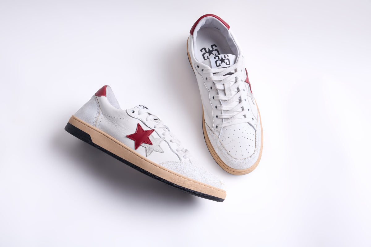 2STAR Sneakers Week in pelle – Bianco, rosso e ghiaccio