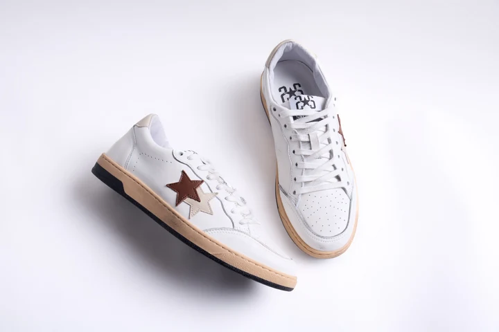 2STAR Sneakers Week in pelle – Bianco, beige e marrone | ViaMonte Shop