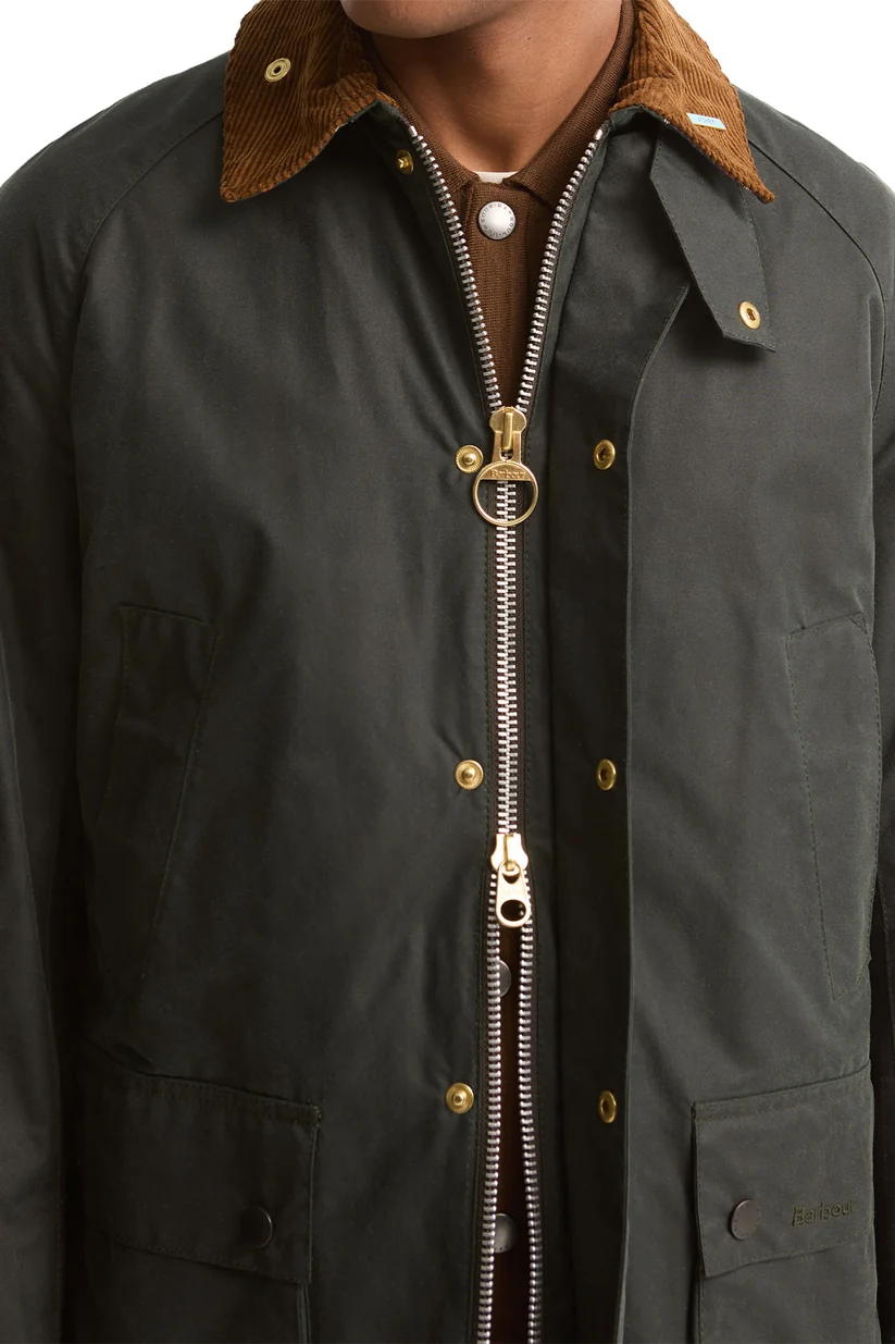 Barbour Festive Ashby Wax Jacket Sage/Evergreen – Giacca Cerata | ViaMonte Shop
