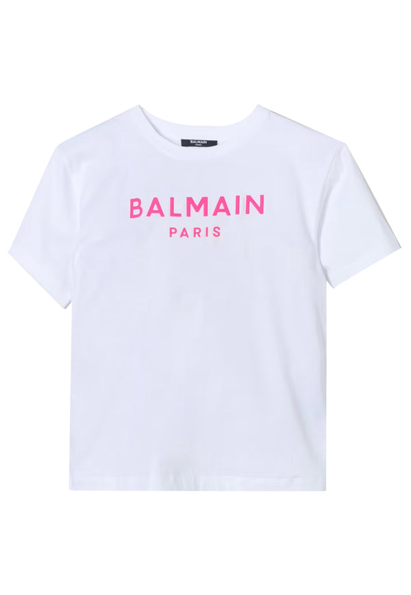 Balmain White-Fuchsia 티셔츠 유니esex