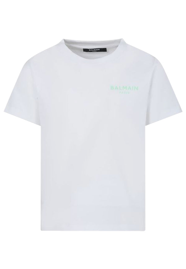 Balmain 흰색 녹색 유맹 티셔츠