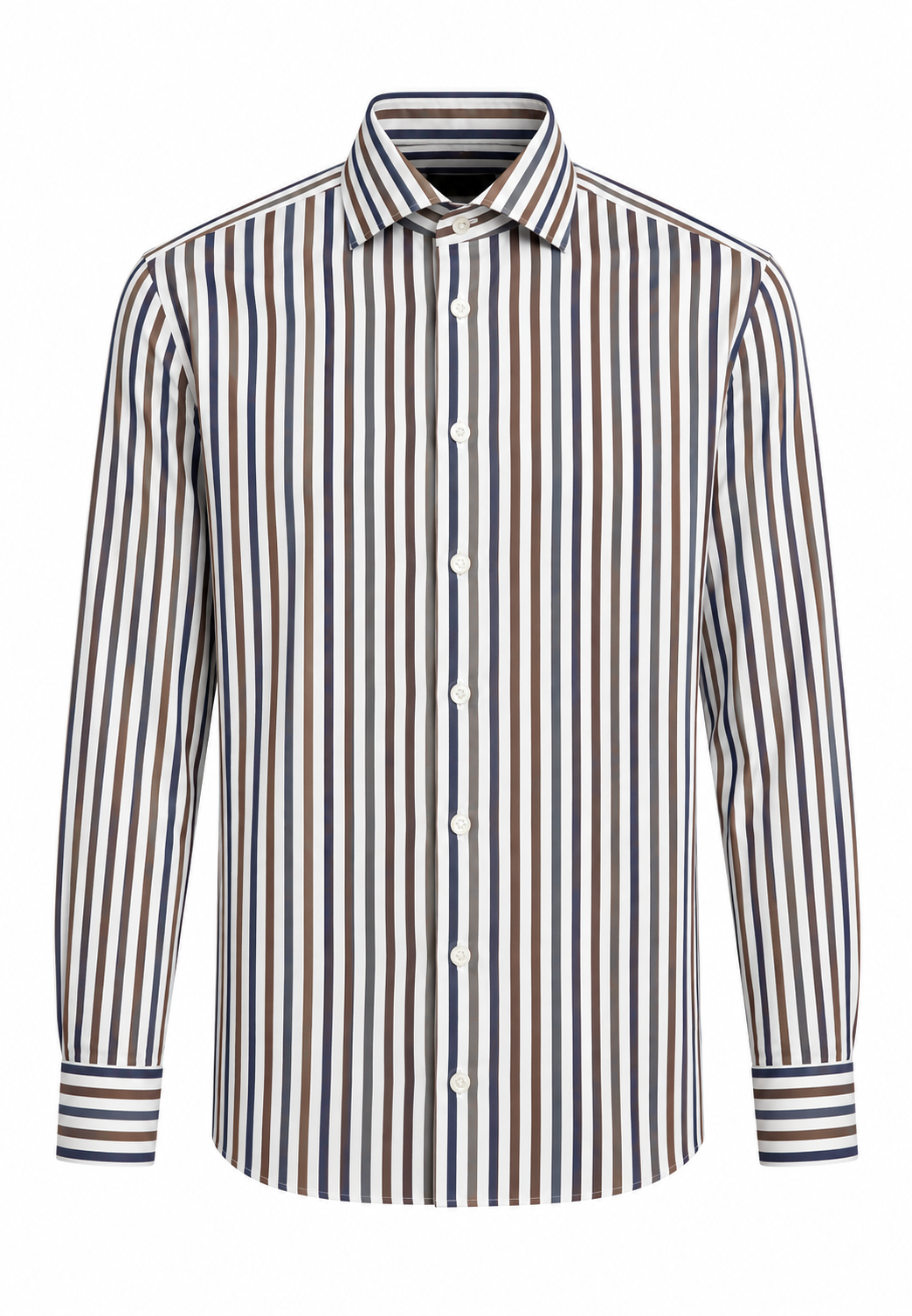 JCMAN Camicia in cotone a righe marroni e blu uomo in cotone