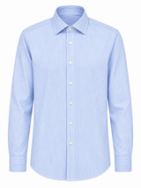 JCMan Camicia uomo tessuto no stiro performante a righe azzurra