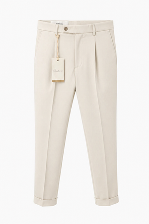 Pantalone uomo Quattro.Zero con Pince e Risvolto beige | ViaMonte Shop