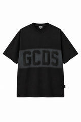 T-Shirt GCDS Logo Spray Oversize Uomo - Nera/Grigia | ViaMonte Shop