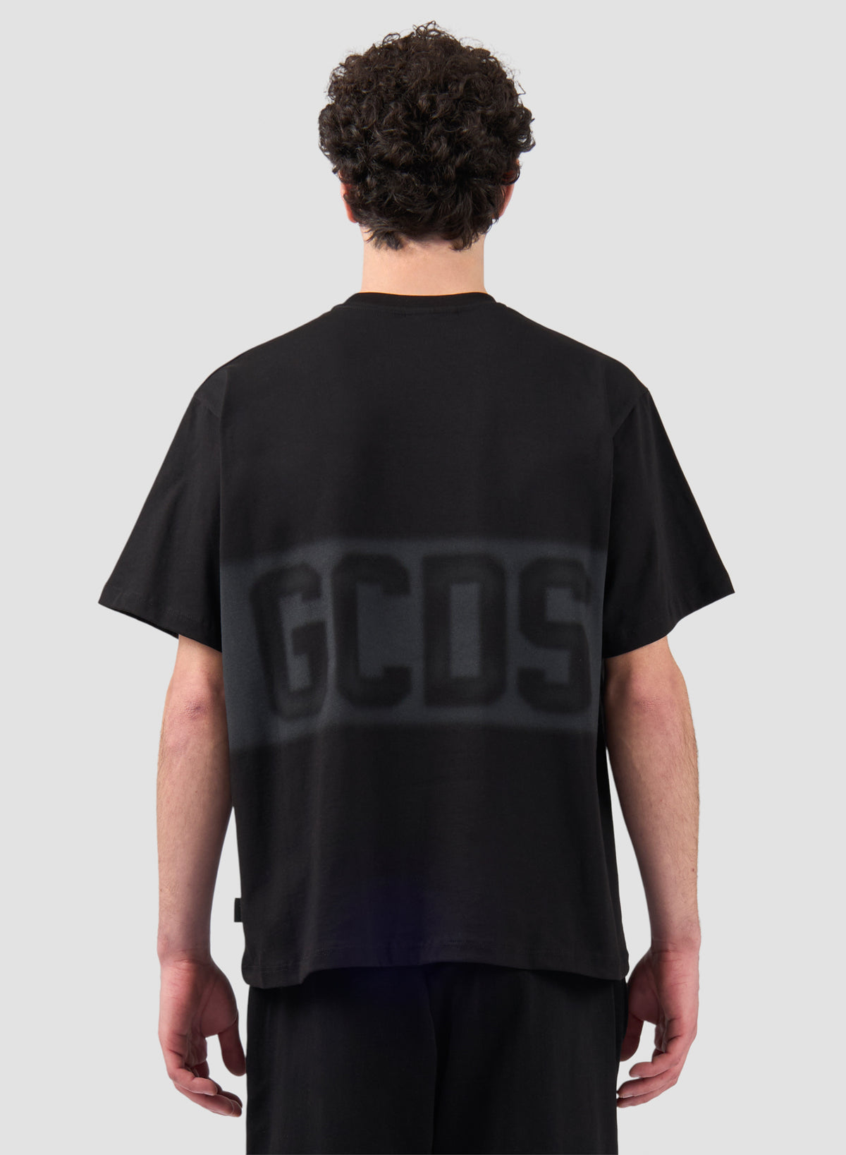 T-Shirt GCDS Logo Spray Oversize Uomo - Nera/Grigia | ViaMonte Shop