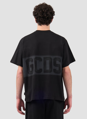 T-Shirt GCDS Logo Spray Oversize Uomo - Nera/Grigia | ViaMonte Shop