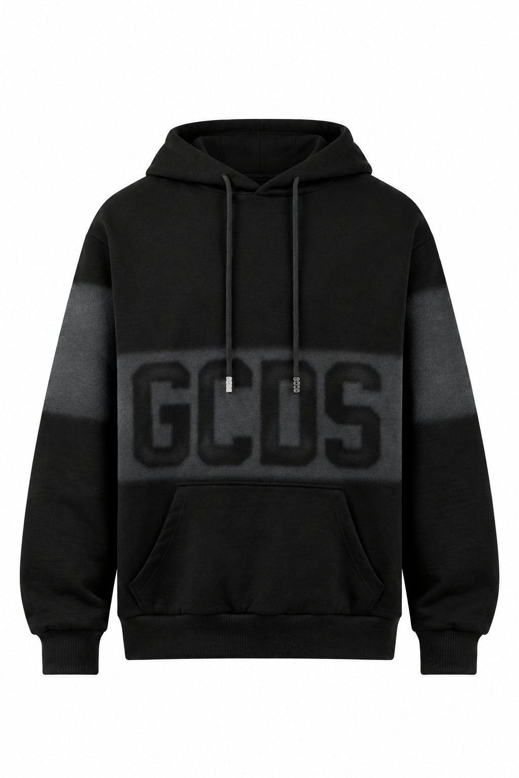 Felpa con Cappuccio GCDS Logo Spray Uomo - Nera/Grigia | ViaMonte Shop