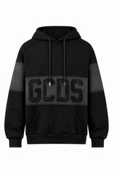 Felpa con Cappuccio GCDS Logo Spray Uomo - Nera/Grigia | ViaMonte Shop