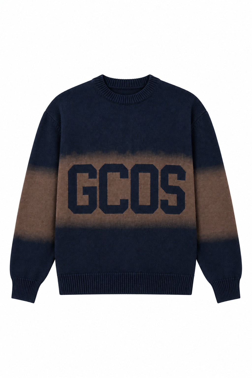 Girocollo GCDS Logo Spray Uomo - Blu Scuro/Marrone