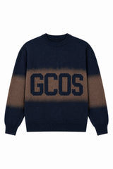 Girocollo GCDS Logo Spray Uomo - Blu Scuro/Marrone