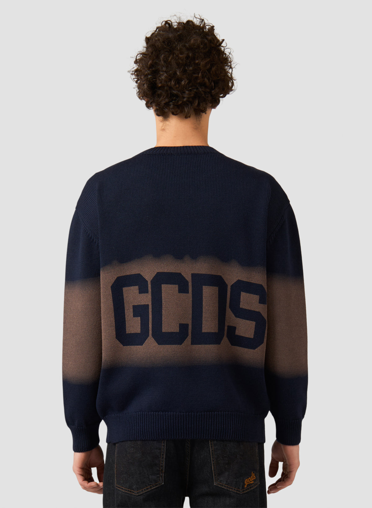 Girocollo GCDS Logo Spray Uomo - Blu Scuro/Marrone
