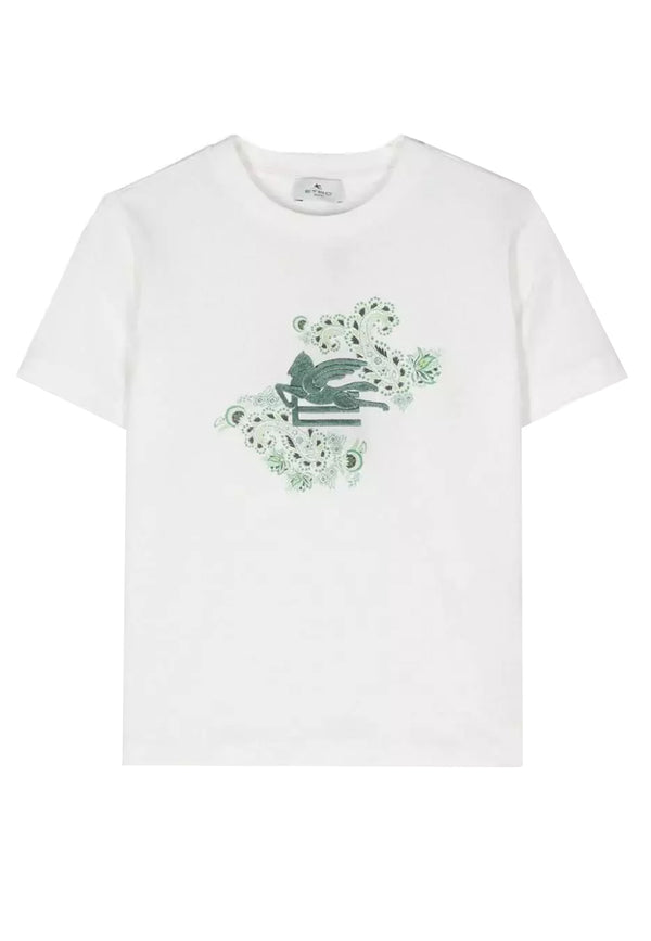 Etro Ivory-Verde Child 티셔츠