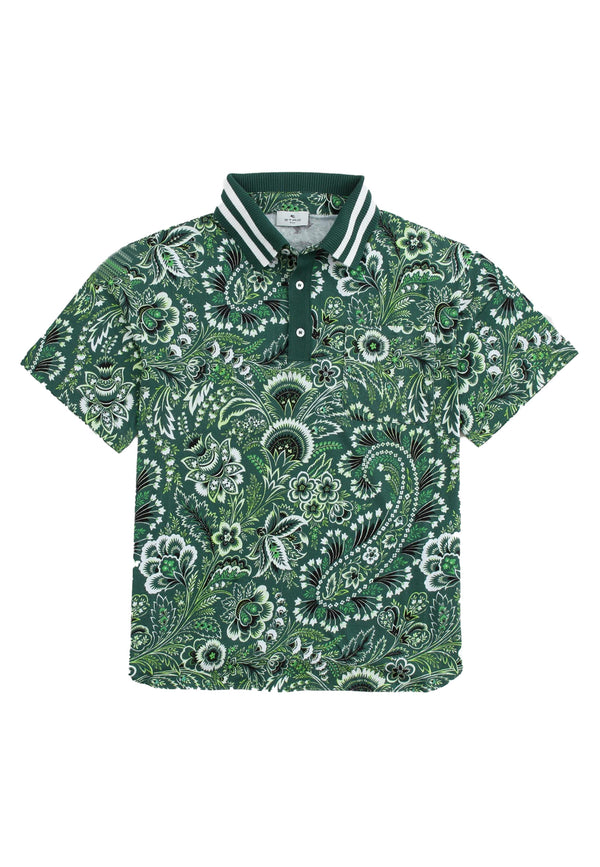 Etro 아이보리-녹색 어린이 폴로 셔츠
