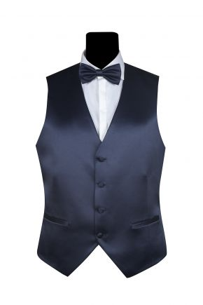 Gilet in raso Simbols uomo da cerimonia nero
