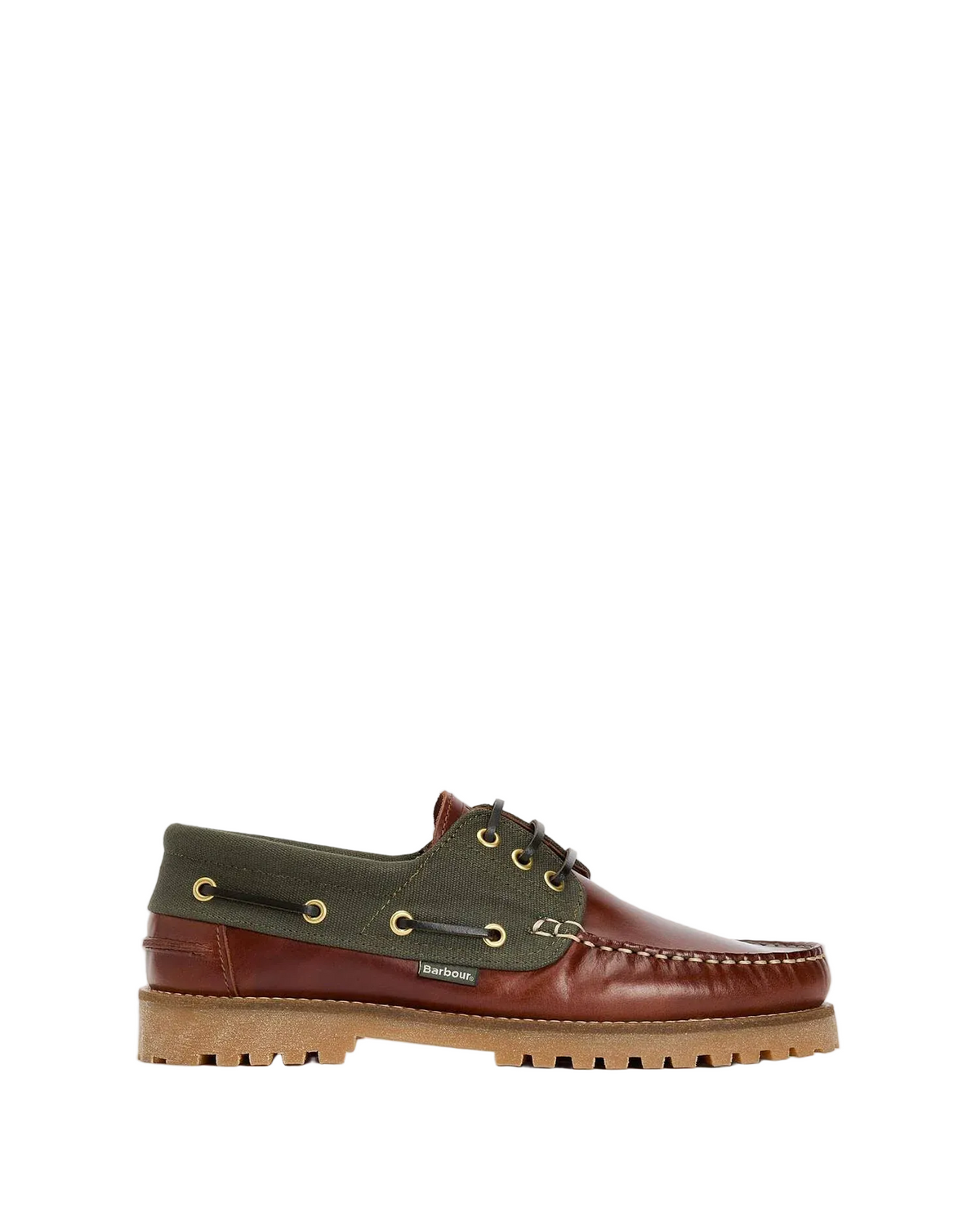 Scarpa da barca marrone e verde