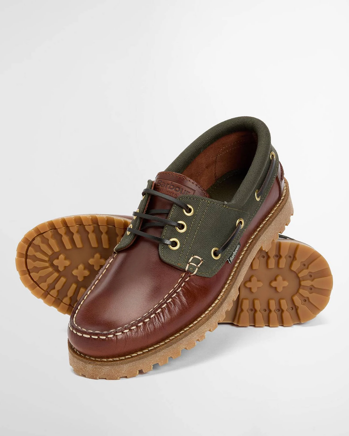 Scarpa da barca marrone e verde