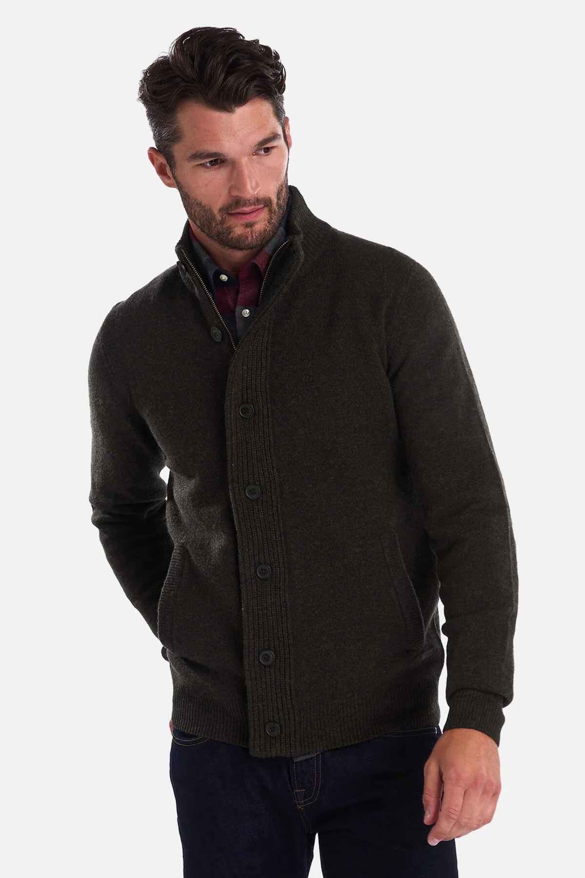 Barbour maglione patch e zip verde militare | ViaMonte Shop