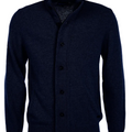 Barbour maglione con Patch e Zip in lana blu | ViaMonte Shop