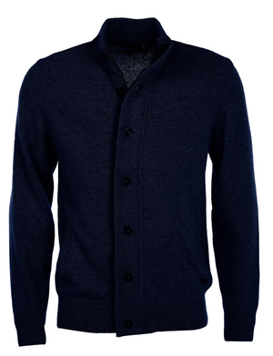 Barbour maglione con Patch e Zip in lana blu | ViaMonte Shop