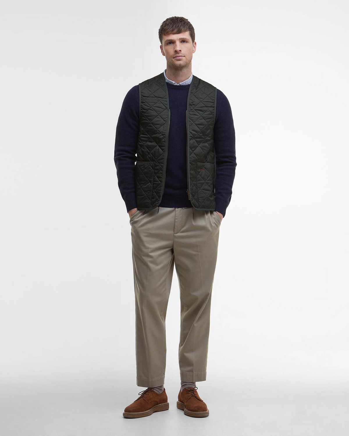 Barbour Gilet trapuntato Zip-In Liner verde militare | ViaMonte Shop