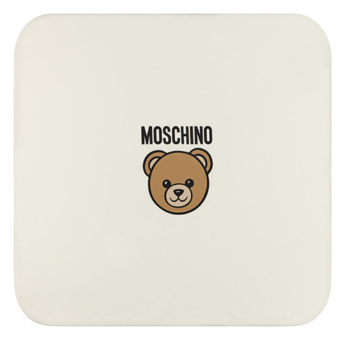 Copertina neonato Moschino Kids bianca in cotone