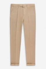 Pantalone uomo Portofino Quattro.Zero in cotone beige con risvolto