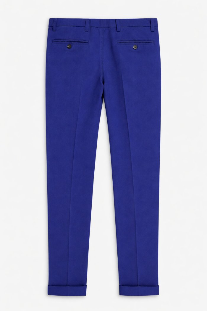 Pantalone uomo Portofino Quattro.Zero in cotone blu royal con risvolto | ViaMonte Shop