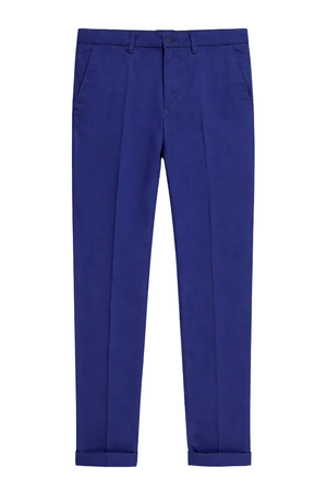 Pantalone uomo Portofino Quattro.Zero in cotone blu royal con risvolto | ViaMonte Shop