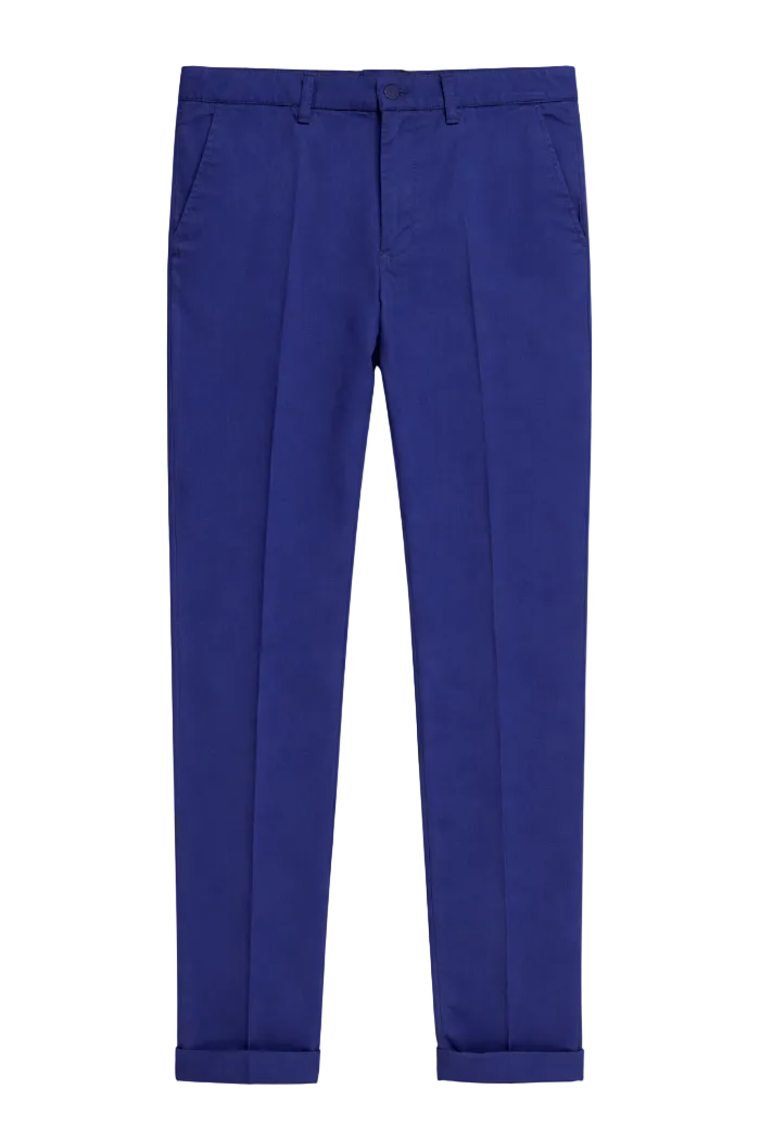 Pantalone uomo Portofino Quattro.Zero in cotone blu royal con risvolto | ViaMonte Shop