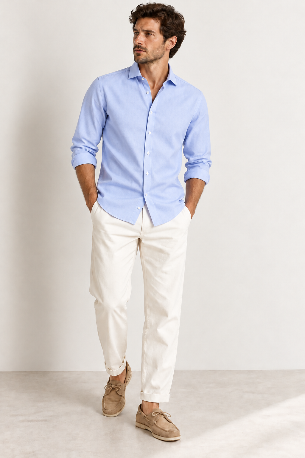 JCMAN Camicia in puro cotone oxford azzurro uomo