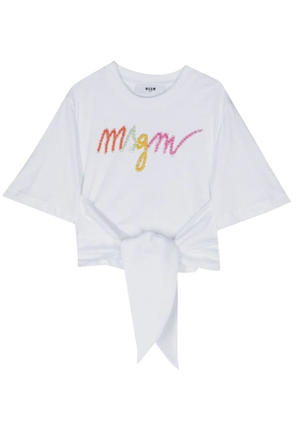 Msgm kids t-shirt bianco bambina