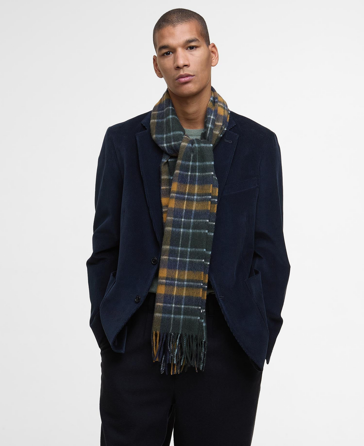 Barbour Sciarpa New Check Tartan verde senape