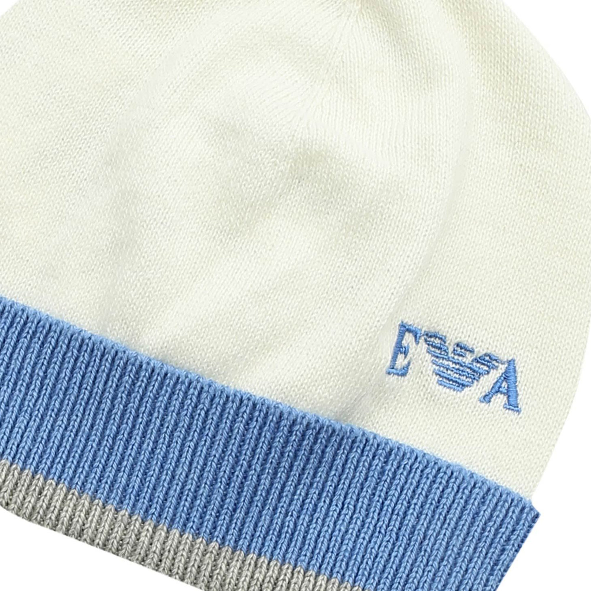 ViaMonte Shop | Emporio Armani cappello neonato bianco con risvolto in misto lana