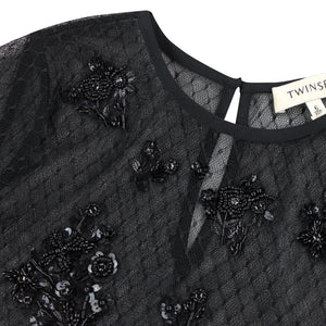 ViaMonte Shop | Twin Set Simona Barbieri blusa bambina in tulle plumetis con ricamo