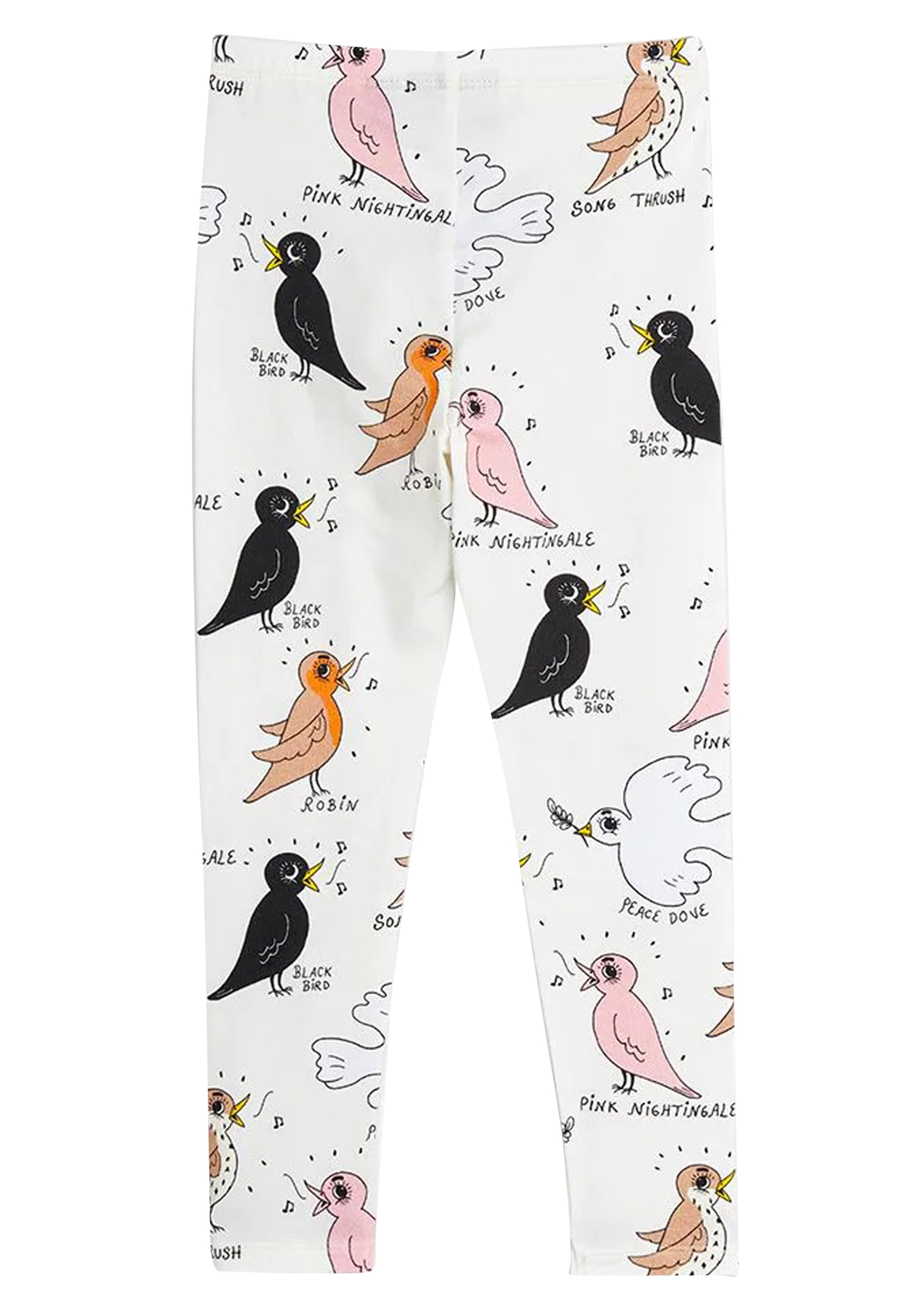 ViaMonte Shop | Mini Rodini bambina leggings bianco con stampa uccelli all over in cotone