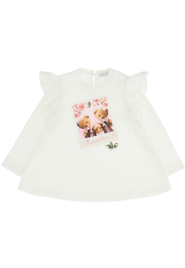 ViaMonte Shop | Monnalisa bambina t-shirt panna in jersey di cotone