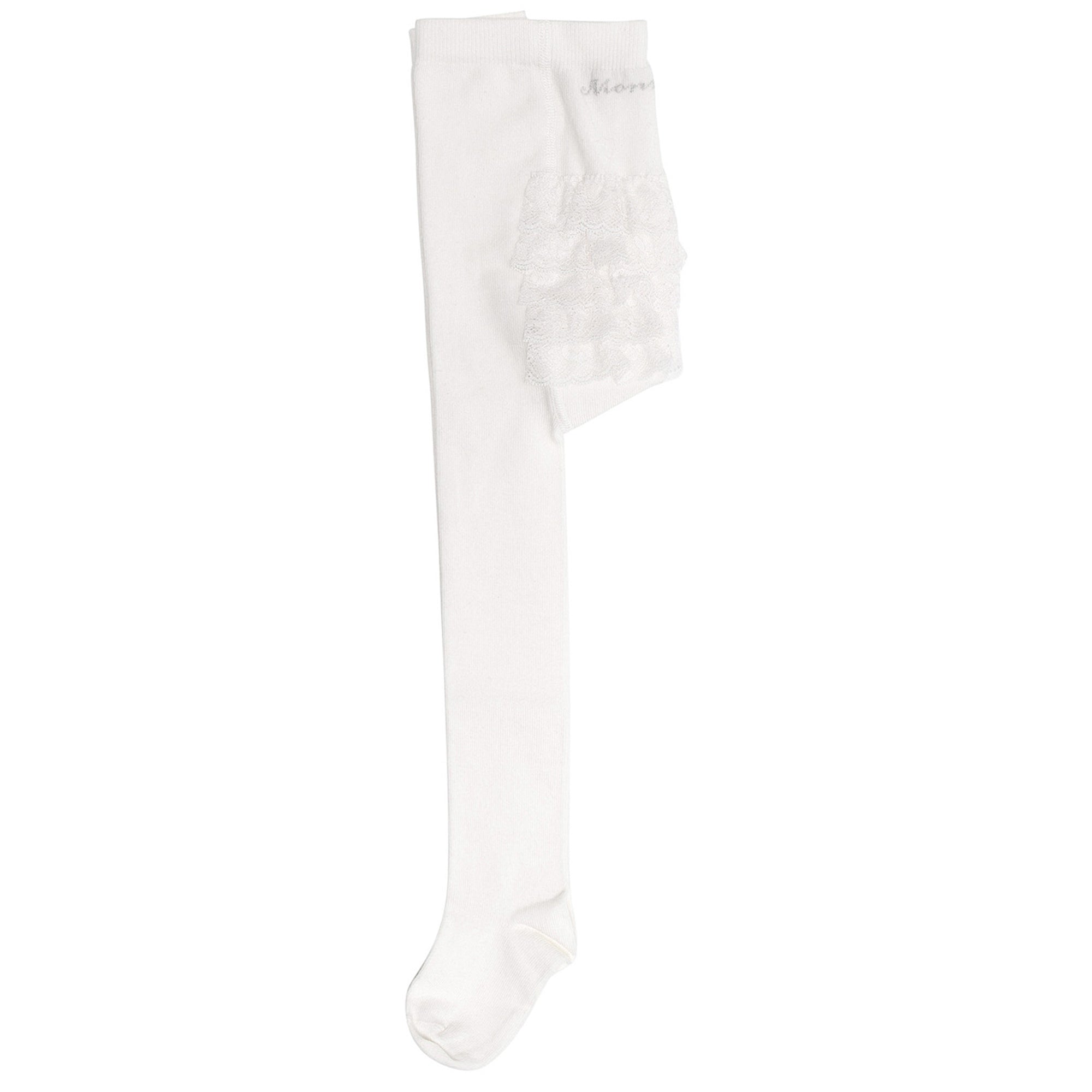 ViaMonte Shop | Monnalisa baby girl collant panna da battesimo in caldo cotone con ruches