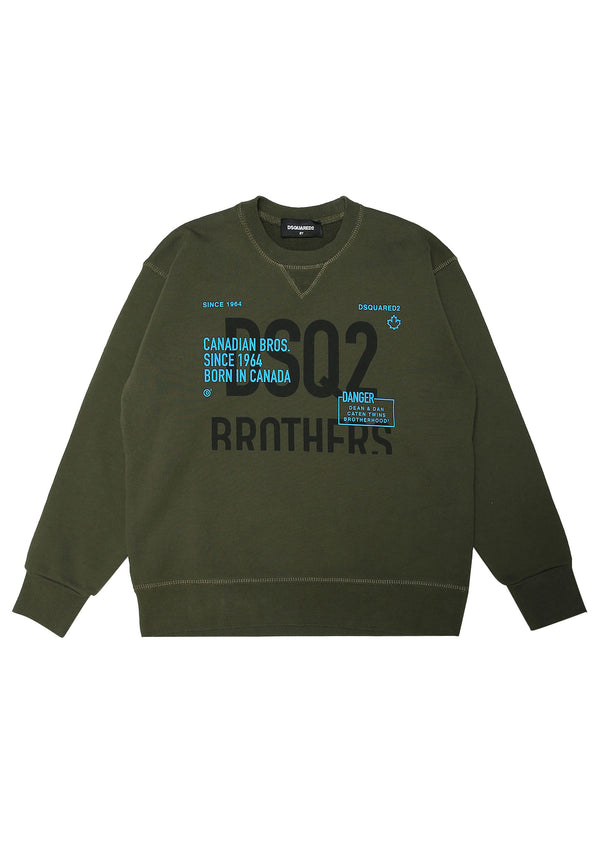 ViaMonte Shop | Dsquared2 felpa verde bambino in cotone