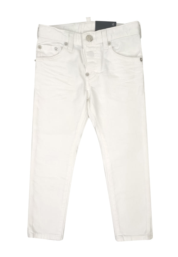 ViaMonte Shop | Dsquared2 jeans skater bianco bambino in cotone stretch