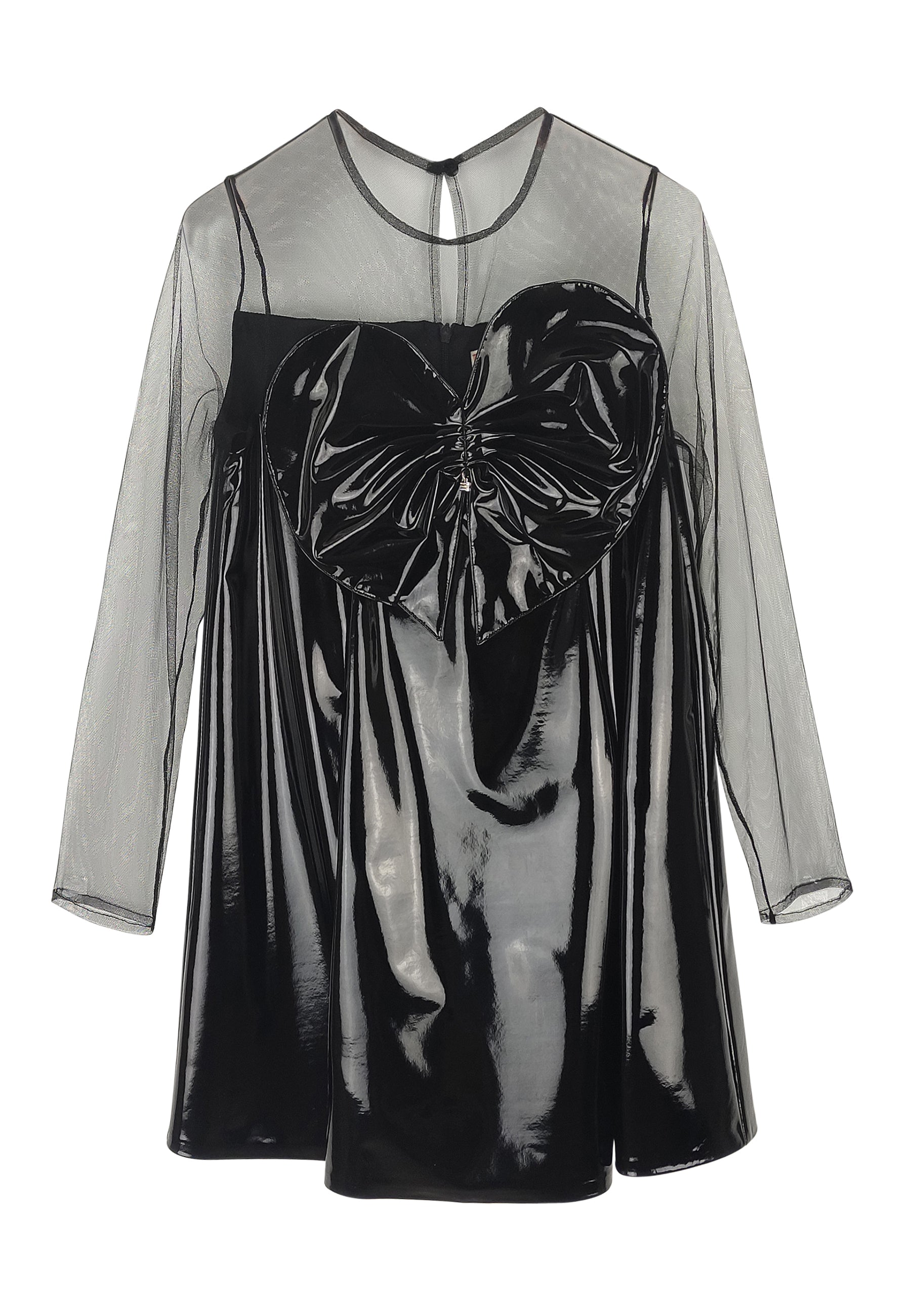 ViaMonte Shop | Elisabetta Franchi La Mia Bambina abito nero bambina in finta pelle lucida